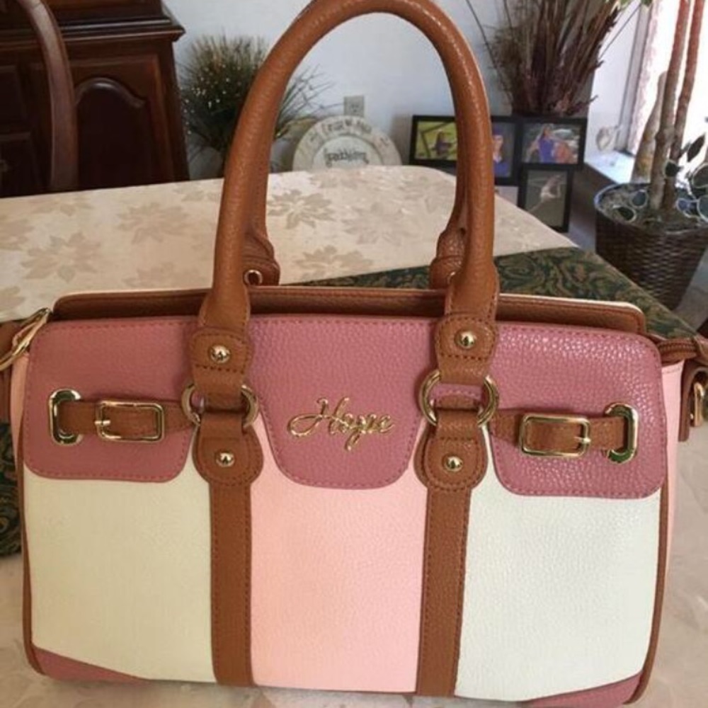 Pink Faux Leather HOPE Handbag Satchel